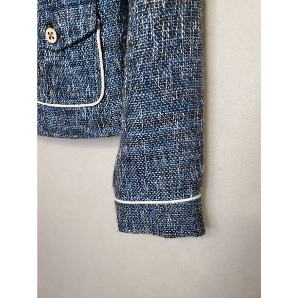 Vintage Cache Blue Tweed Nautical Boucle Classic Preppy Y2K Blazer Jacket - Picture 6 of 9